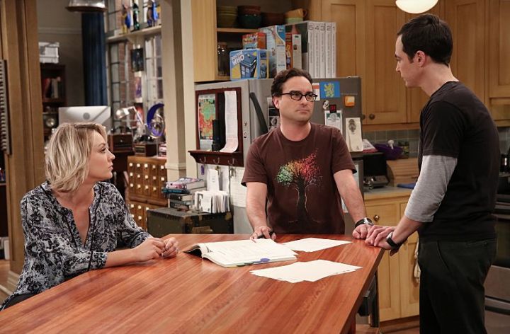 "The 2003 Approximation" -- Sheldon (Jim Parsons, right) learns of an impending change in his living arrangements and decides to revert back to 2003, a simpler time before he met Leonard (Johnny Galecki, center) and Penny (Kaley Cuoco, left), on THE BIG BANG THEORY, Monday, Oct. 12 (8:00-8:31 PM, ET/PT), on the CBS Television Network. Photo: Darren Michaels/Warner Bros. Entertainment Inc. ÃÂ© 2015 WBEI. All rights reserved.